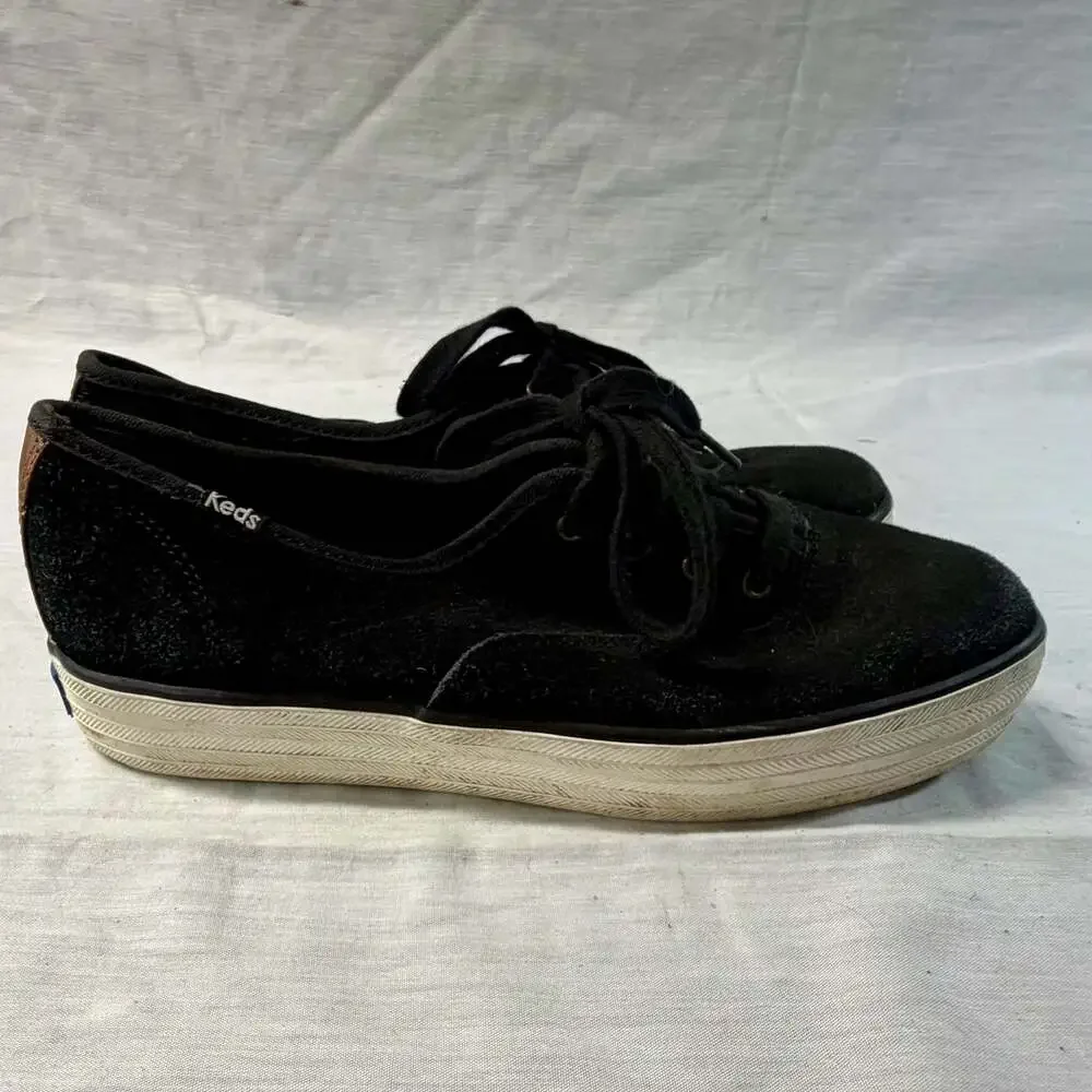 Keds Triple Cvo Festival Black Suede Platform Sneaker Size 8.5
